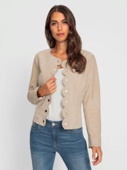 Veste en cuir cuir velours de chèvre, coleur beige - HELLINE
