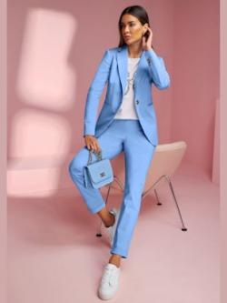 Tailleur pantalon ensemble chic en toute occasion, couleur bleu, taille 36, marque Rick Cardona - helline