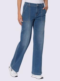 Jean droit coupe tendance et large, couleur bleu, taille 46, marque Rick Cardona - helline