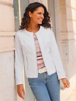 Blazer en jean 96% coton, couleur blanc, taille 44, marque Collection L - helline