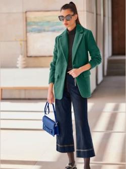 Blazer qualité polaire ultra-douce, couleur vert - HELLINE
