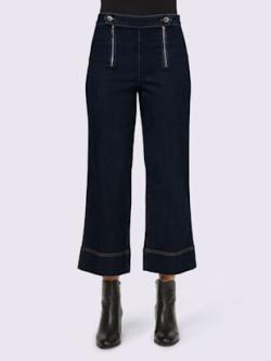 Jupe-culotte en jean ceinture confortable mode devant, couleur bleu foncé - HELLINE