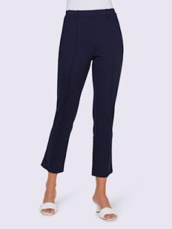 Pantalon en jersey fente et fermeture à bouton au dos, coleur marine - HELLINE