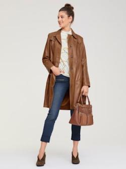 Manteau en cuir, coleur nougat - HELLINE