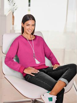 Sweatshirt passepoils contrastés tendance, couleur rose, taille 42, marque Rick Cardona - helline