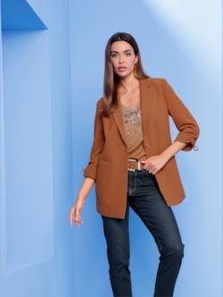 Blazer coupe longue tendance, couleur ambre - HELLINE