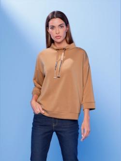 Sweatshirt mancherons tendance, couleur marron, taille 40, marque Rick Cardona - helline