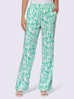 Pantalon imprimé pure viscose, couleur bleu, taille 44, marque Rick Cardona - helline