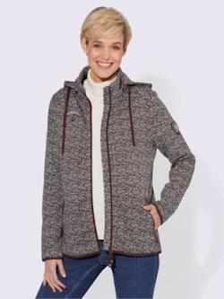 Veste polaire effet tricoté, coleur chocolat-blanc à motifs - HELLINE