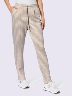 Pantalon à carreaux jersey moelleux, couleur marron, taille 42, marque Rick Cardona - helline