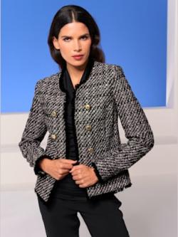 Blazer qualité bouclé douce, couleur noir-écru à motifs - HELLINE