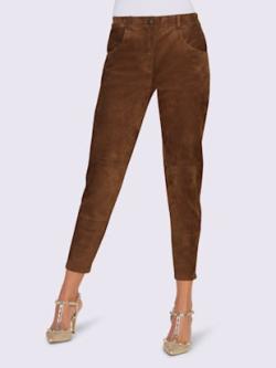 Pantalon en cuir ceinture élastique latérale pour une liberté de mouvement maximale, coleur ambre - HELLINE