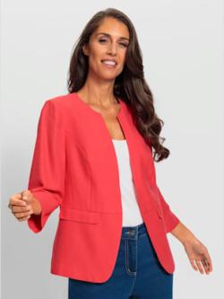 Blazer court à encolure ronde, couleur rouge, taille 42, marque Ashley Brooke - helline