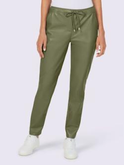 Pantalon en synthétique synthétique joliment brillant, couleur vert, taille 52, marque Rick Cardona - helline