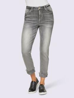 Jean 7/8 revers des jambes fixe, couleur gris, taille 46, marque Rick Cardona - helline