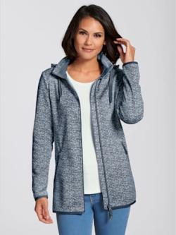 Veste polaire effet tricoté, coleur marine-blanc à motifs - HELLINE