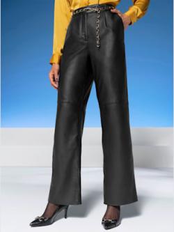 Pantalon en cuir 100% cuir agneau nappa, coleur noir - HELLINE