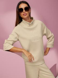 Sweatshirt motif de broderie haute qualité, couleur marron, taille 38, marque Rick Cardona - helline