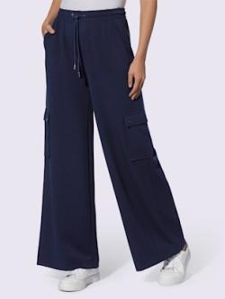 Pantalon en jersey poches cargo plaquées, couleur bleu, taille 52, marque Rick Cardona - helline