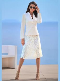 Blazer bord ondulé élégant, couleur couleur ivoire, taille 40, marque Ashley Brooke - helline