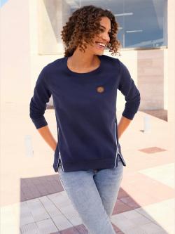 Sweatshirt pur coton, couleur bleu, taille 42, marque Collection L - helline
