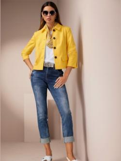 Blazer en jersey fente aux manches, couleur jaune, taille 50, marque Rick Cardona - helline
