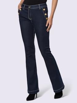 Jean bootcut boutons décoratifs, couleur bleu, taille 52, marque Ashley Brooke - helline