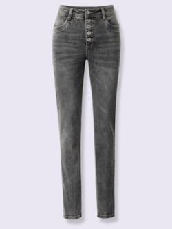 Jean push-up effet froissé tendance, coleur denim gris - HELLINE