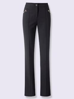 Pantalon en bengaline décorations couleur or, couleur noir, taille 46, marque Ashley Brooke - helline