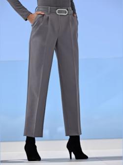 Pantalon plissé pinces tendance, couleur gris, taille 46, marque Ashley Brooke - helline
