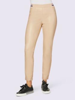 Pantalon en imitation cuir toucher doux, coleur couleur ivoire - HELLINE