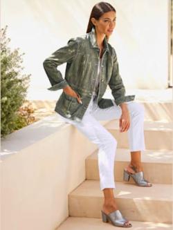 Veste blazer look tendance, couleur vert, taille 50, marque Rick Cardona - helline