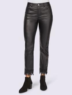 Pantalon dentelle crochetée au bas des jambes, coleur noir - HELLINE