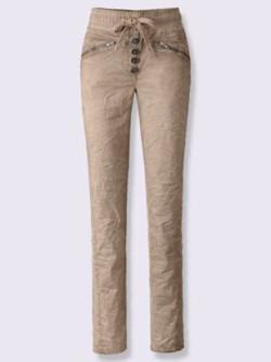 Pantalon délavage « oil dyed » tendance, couleur marron, taille 42, marque Linea Tesini - helline