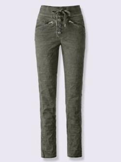 Pantalon délavage « oil dyed » tendance, couleur vert, taille 36, marque Linea Tesini - helline