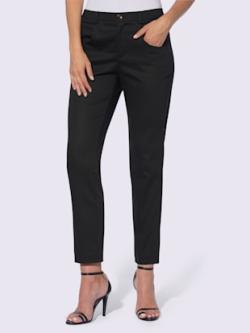 Pantalon extensible ceinture élastique latérale, couleur noir, taille 36, marque Ashley Brooke - helline