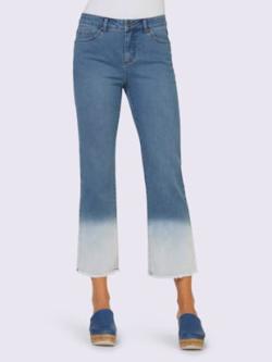 Jean dégradé de couleurs sur l'ourlet du pantalon, coleur bleu blanchi - HELLINE