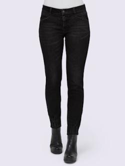 Jean petites pierres brillantes fantaisie, coleur noir denim - HELLINE