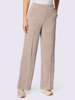 Pantalon en jersey toucher très doux, couleur marron, taille 48, marque Linea Tesini - helline