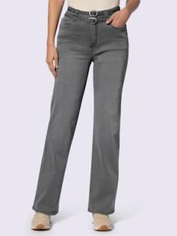 Pantalon 5 poches coupe droite aux jambes, couleur gris, taille 52, marque Linea Tesini - helline
