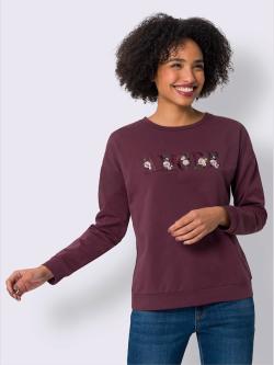 Sweatshirt broderie ton sur ton, couleur rouge, taille 50, marque Linea Tesini - helline