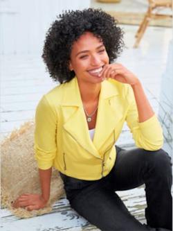 Blazer en jersey col à revers élégant, couleur citron - HELLINE