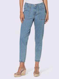 Jean ourlet élastique, couleur bleu, taille 44, marque Linea Tesini - helline