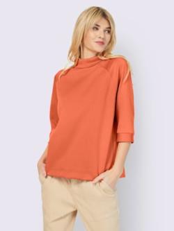 Sweatshirt mélange de modal doux, couleur orange, taille 42, marque Linea Tesini - helline