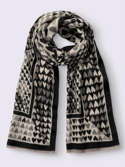 Écharpe motif cœur tendance, couleur noir, taille 0 - helline
