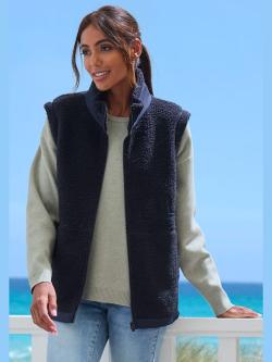 Gilet polaire à col haut, couleur noir, taille 38, marque Elbsand - helline