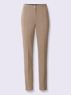 Pantalon en jersey jersey élastique et indéformable, coleur Chamois-blanc à motifs - HELLINE