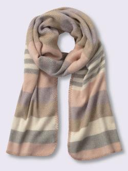 Écharpe douce à rayures avec fil fantaisie et finition soignée, couleur : couleur ivoire moyen uni, taille 0, 100% viscose - helline