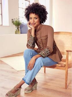 Veste élasthanne, couleur couleur chamois - HELLINE