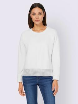 Sweat-shirt empiècement maille, coleur blanc - HELLINE